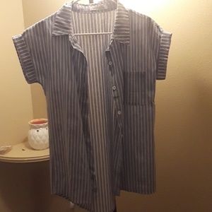 Short sleeve white/blue stripes T